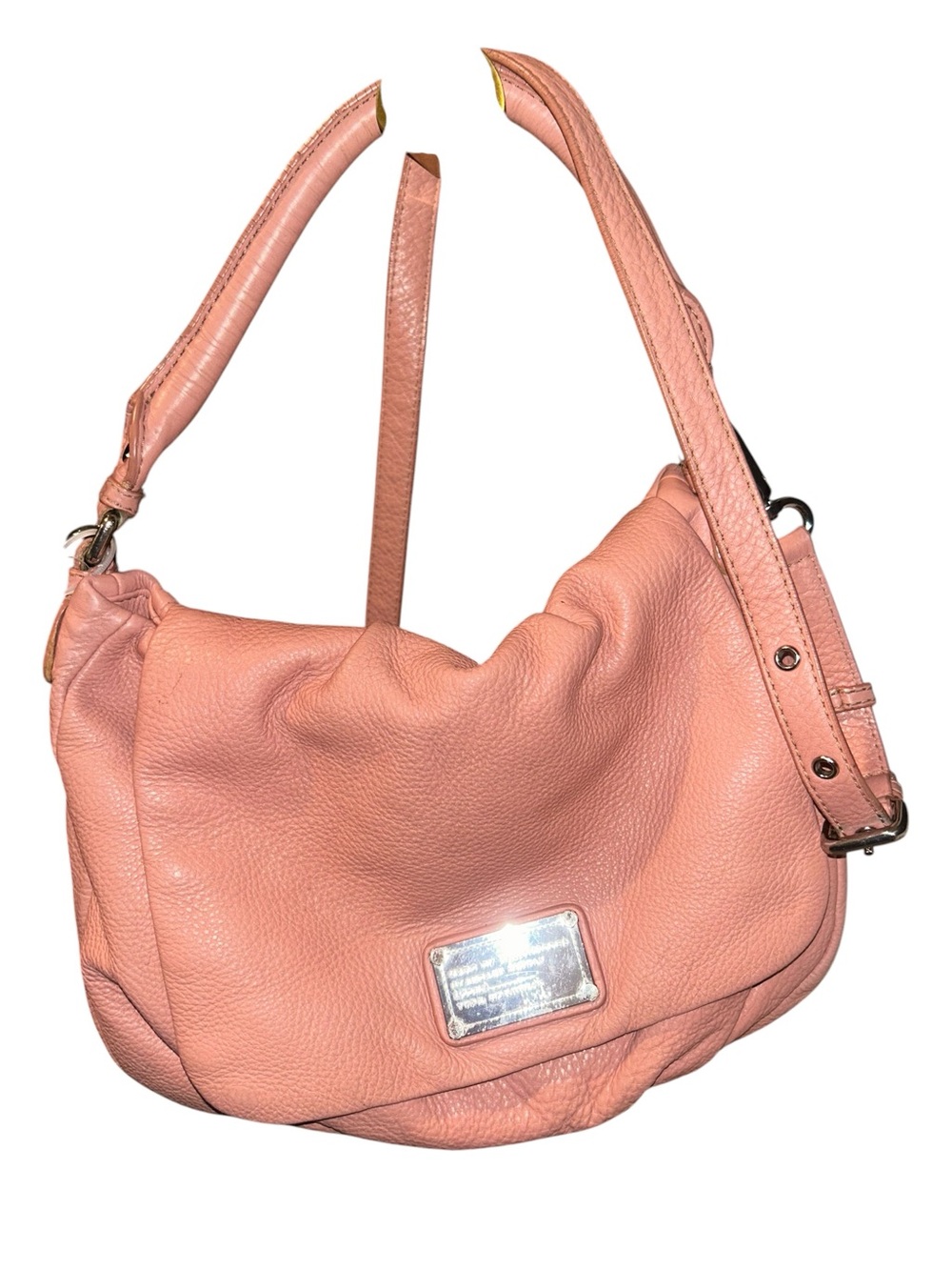 Marc Jacobs Leather Shoulder Hobo Bag W MJ Dusty *see Photos